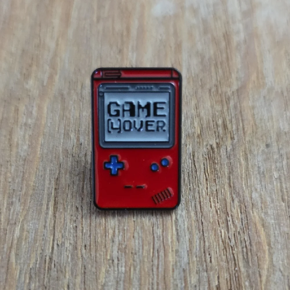Red Retro Handheld Game Enamel Pin - GAME OVER